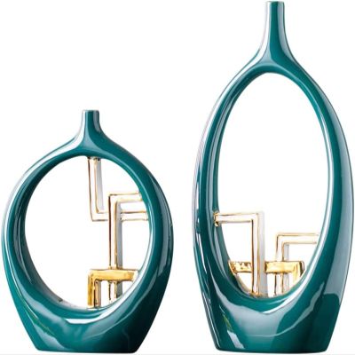 TATSEN Modern Minimalist Ceramic Hollow Vases Living Room TV Cabinet Desktop Crafts Decoration Creative Art Flower Vase Home Decoration
