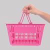 ULTECHNOVO Shopping Basket with Handles, Plastic Grocery Basket Portable Shop Storage Small s for Storage Vegetable Toys Retail Stores Bathroom, 15" x 10" (Pink) view 1