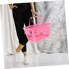 ULTECHNOVO Shopping Basket with Handles, Plastic Grocery Basket Portable Shop Storage Small s for Storage Vegetable Toys Retail Stores Bathroom, 15" x 10" (Pink) view 2