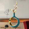TATSEN Modern Minimalist Ceramic Hollow Vases Living Room TV Cabinet Desktop Crafts Decoration Creative Art Flower Vase Home Decoration view 3
