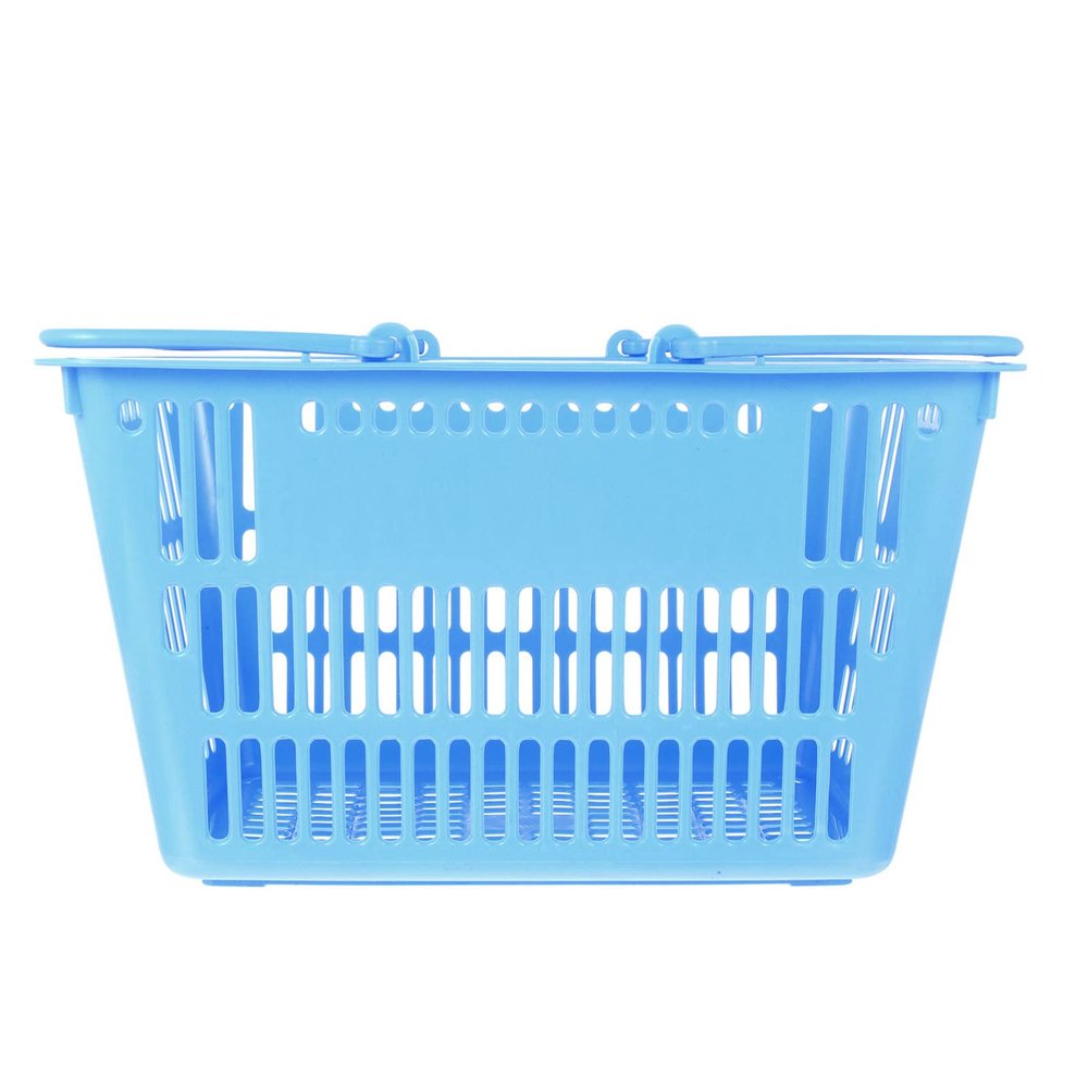 Black Hamper Shopping Basket Grocery Basket with Handles, Portable Small Plastic Supermarket Shopping s for Storage Vegetable Kitchen Bathroom(Blue, 16L)