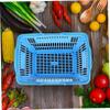 Black Hamper Shopping Basket Grocery Basket with Handles, Portable Small Plastic Supermarket Shopping s for Storage Vegetable Kitchen Bathroom(Blue, 16L) view 3