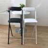 2 PC Collapsible Bar Chairs with Backrest Footrest, Folding Stool Padded Counter Height Bar Stool, Folding Tall Bar Stools for Kitchen Gameroom, Black, 24inch view 1