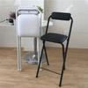 2 PC Collapsible Bar Chairs with Backrest Footrest, Folding Stool Padded Counter Height Bar Stool, Folding Tall Bar Stools for Kitchen Gameroom, Black, 24inch view 3