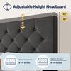 Allewie Upholstered King Size Platform Bed Frame with 4 Storage Drawers and Headboard, Diamond Stitched Button Tufted, Mattress Foundation with Wooden Slats Support, No Box Spring Needed, Dark Grey view 4