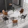 Round Dining Table, White Sintered Stone Tabletop with Solid Carbon Steel Base, Mid Century Modern Dining Table for Kitchen Dining Room, 53 inch (Table Only) view 1