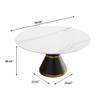 Round Dining Table, White Sintered Stone Tabletop with Solid Carbon Steel Base, Mid Century Modern Dining Table for Kitchen Dining Room, 59 inch (Table Only) view 2