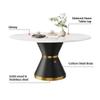 Round Dining Table, White Sintered Stone Tabletop with Solid Carbon Steel Base, Mid Century Modern Dining Table for Kitchen Dining Room, 59 inch (Table Only) view 3
