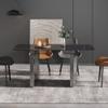 63" Modern Dining Table, Black Sintered Stone Tabletop Dining Table with Black Carbon Steel Base, Rectangular Dining Room Table for 4-6 view 3