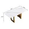 70.8" Modern Dining Table, White Sintered Stone Tabletop Dining Table with Gold Carbon Steel Base, Rectangular Dining Room Table for 6-8 view 2