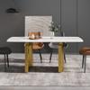 70.8" Modern Dining Table, White Sintered Stone Tabletop Dining Table with Gold Carbon Steel Base, Rectangular Dining Room Table for 6-8 view 3