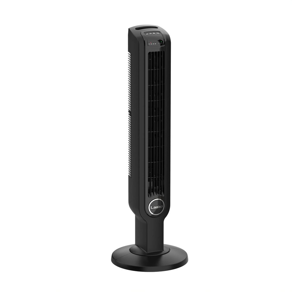 Lasko Oscillating Tower Fan, Remote Control, Timer, Dark Mode, 4 Speeds, for Bedroom, Living Room, and Office, 36, Black, T36511, Large