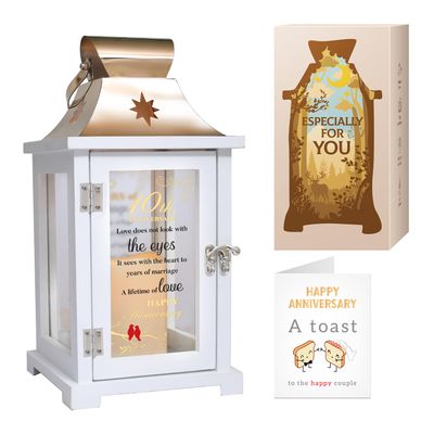 10th Wedding Anniversary Lantern, Best 10th Anniversary Wedding Gifts for Couple Wife Parents Husband Tin 10 Years of Marriage Gifts for Couple, Woemen, Wife, Her