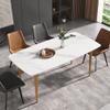 70.8" Modern Dining Table, White Sintered Stone Tabletop Dining Table with Gold Carbon Steel Table Legs, Rectangular Dining Room Table for 6 view 1
