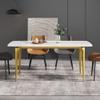 70.8" Modern Dining Table, White Sintered Stone Tabletop Dining Table with Gold Carbon Steel Table Legs, Rectangular Dining Room Table for 6 view 3