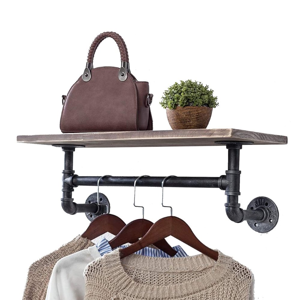 Drsyffsup Rustic Shelves, Decorative Wall Shelf Rails Hanging Hanger Floating Shelves for Bathroom, Bedroom, Living Room,Kitchen, Office and More,Towel Bar Holder