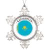 Cheyan Kazakhstan Flag Metal Snowflake Christmas Ornaments Xmas Tree Hanging Photo Pendant Stainless Steel Family Holidays Kazakhstan Decor Gift view 1