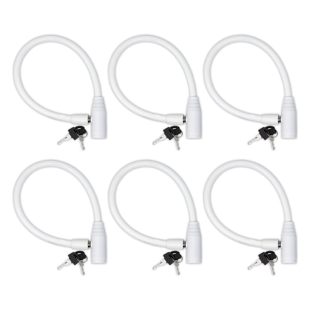 Urban August Child-Proof Refrigerator Lock for Kids & Adults - Lock for French Door Fridge and Cabinet (Regular, White, 6 Pack Keyed Alike)