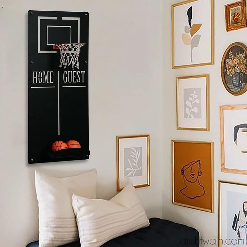 Archtwain Basketball Hoop Wall Hanging Game Board Black & White
