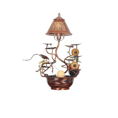 ARZARF Tabletop Waterfall Tabletop Fountain Tabletop Water Fountain with Feng Shui Wheel Copper Indoor Waterfall Fountain Home Living Room Decoration Tabletop Water Fountain (Color : Brass)