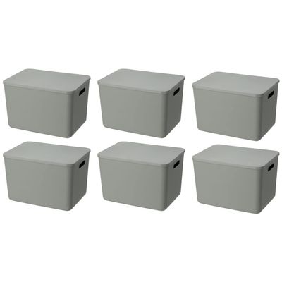 YBM HOME Stackable Plastic Storage Bin with Lid, Multipurpose for Classroom, Drawers, Desktop, Office, Playroom, Shelves, Closets, Grey, 2149-6