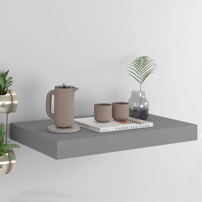 QZZCED Modern Floating Shelves,Wall Storage Shelves,Wall Mounted Shelf Organizer Unit Display Shelf,for Living Room,Bedroom,Kitchen,Bathroom,Office,Floating Wall Shelf Gray 15.7"x9.1"x1.5" MDF
