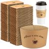 HLWDFLZ Kraft Paper Coffee Cup Sleeves 200 packs - Coffee Sleeves, Disposable Corrugated Cup Sleeves Holder for Protective Hot and Cold Insulation, Fits 10, 12, 16, 20 oz Paper Cups (Cup Not Included) view 1