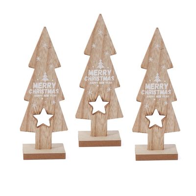 Factory Direct Craft Group of 3 Rustic Wooden Holiday Trees - Wood Tree Shapes for Christmas Decorating and Holiday Displays