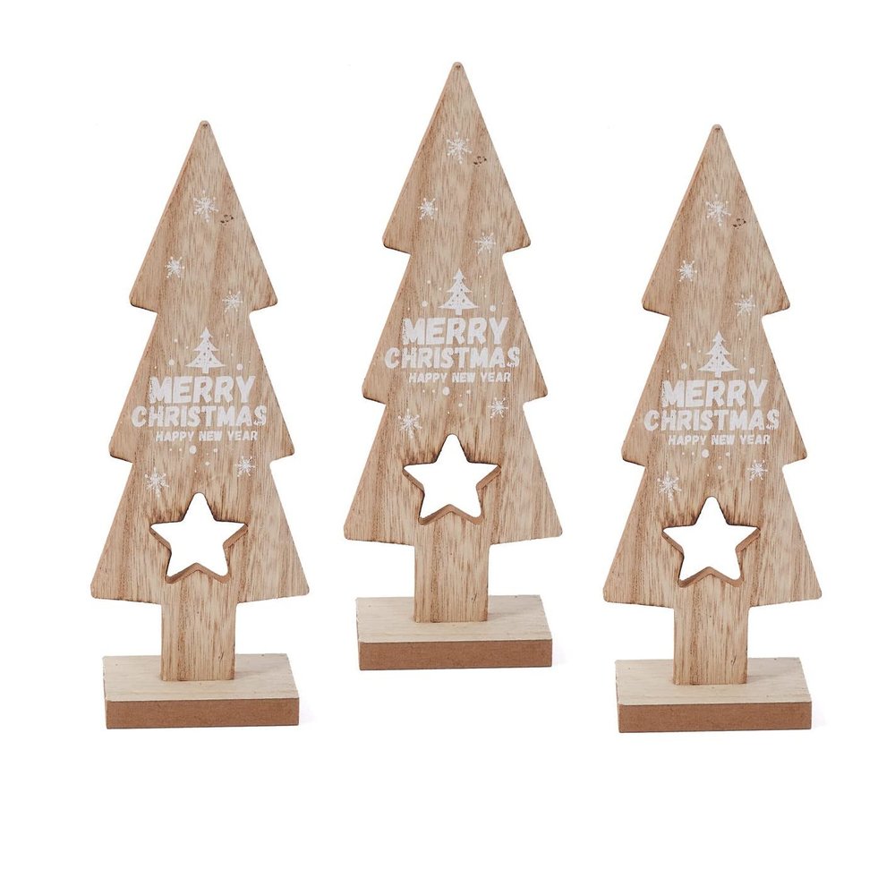 Factory Direct Craft Group of 3 Rustic Wooden Holiday Trees - Wood Tree Shapes for Christmas Decorating and Holiday Displays