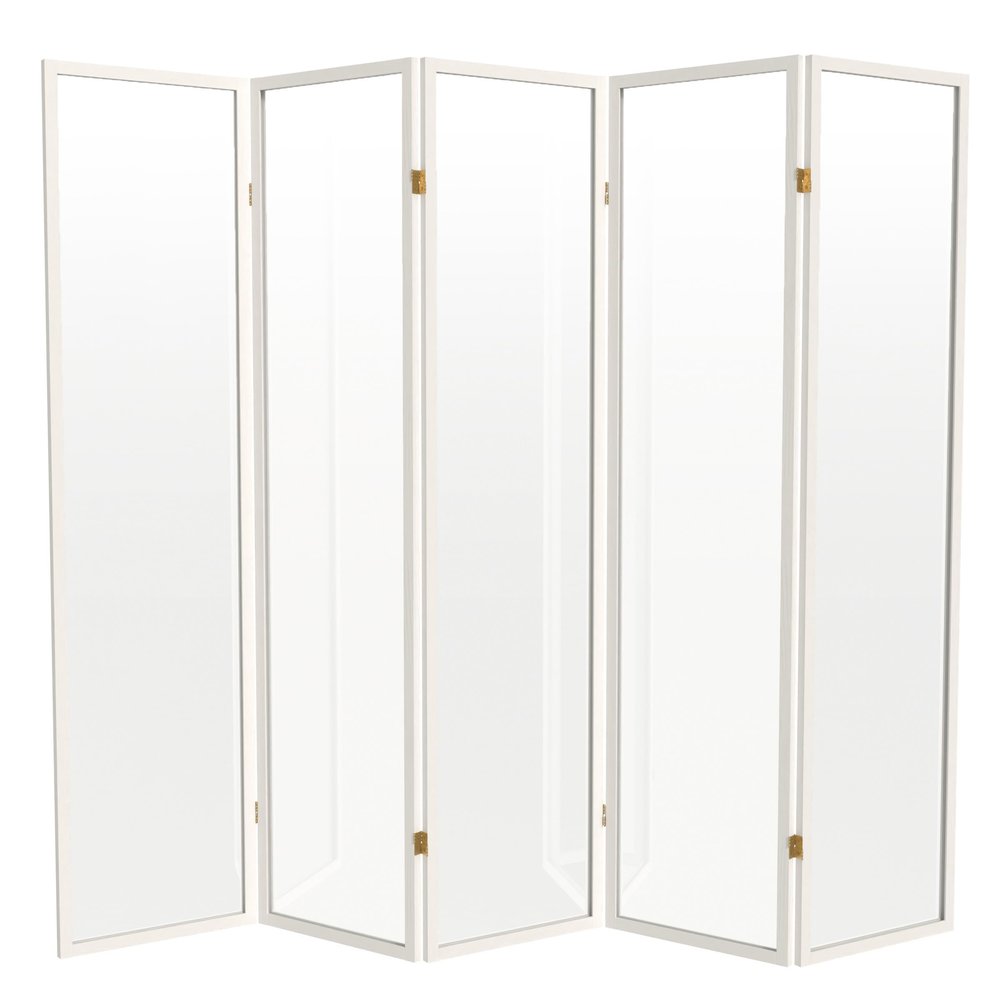 Red Lantern 6 ft. Tall Clear Plastic Partition White 5 Panel