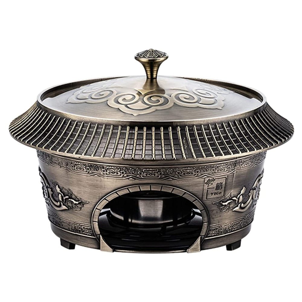 YIEOTM Round Chafer and Buffet Warmer Set, Stainless Steel Retro Chafing Dish with Fuel Holders and Lid for Wedding, Parties, Banquet/Bronze