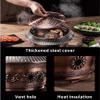YIEOTM Round Chafer and Buffet Warmer Set, Stainless Steel Retro Chafing Dish with Fuel Holders and Lid for Wedding, Parties, Banquet/Bronze view 2
