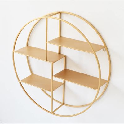 Drsyffsup Floating Shelves Wall Mounted Hanging Shelf Round Wine Holder Decoration Storage Rack and Wall Mount Display Book/Flower Stand for Bedroom and Living Room (Size : 50x14x50cm)