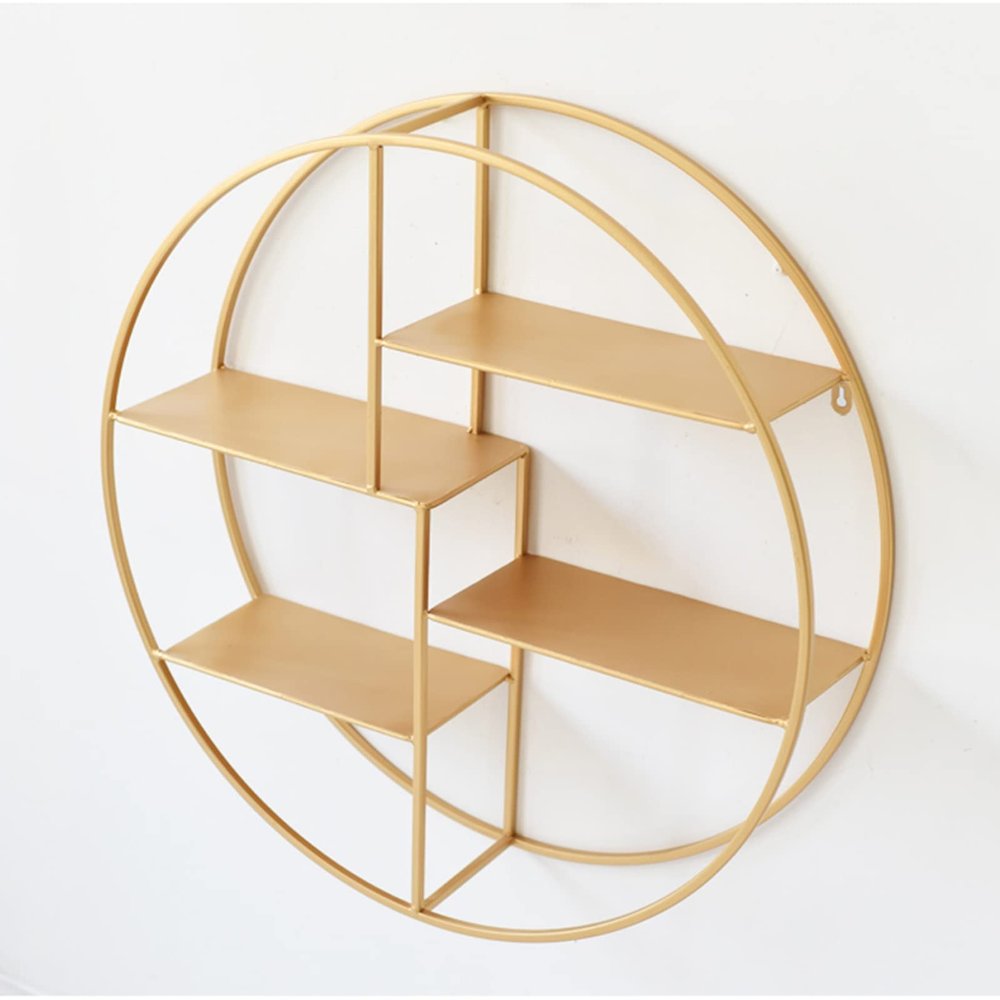 Drsyffsup Floating Shelves Wall Mounted Hanging Shelf Round Wine Holder Decoration Storage Rack and Wall Mount Display Book/Flower Stand for Bedroom and Living Room (Size : 50x14x50cm)