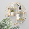 Drsyffsup Floating Shelves Wall Mounted Hanging Shelf Round Wine Holder Decoration Storage Rack and Wall Mount Display Book/Flower Stand for Bedroom and Living Room (Size : 50x14x50cm) view 2