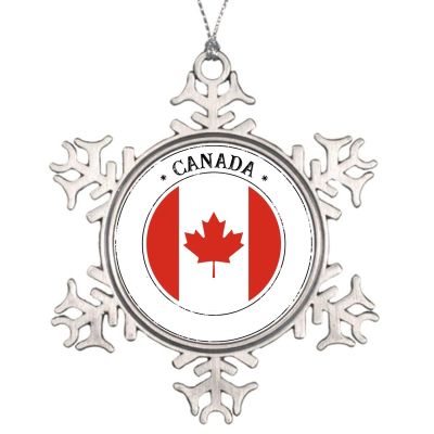 Cheyan Canada Flag Metal Snowflake Christmas Ornaments Xmas Tree Hanging Photo Pendant Stainless Steel Family Holidays Canada Decor Gift