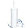 Autumn Alley Metal Toilet Brush with Holder, Farmhouse Bathroom Decor, Galvanized, White view 1