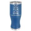LaserGram 14oz Vacuum Insulated Pilsner Mug, Keep Calm and Play Tennis, Personalized Engraving Included (Dark Blue) view 1
