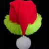 Red Fleece Santa Hat with Green Fur Trim, Adult Size Novelty Christmas Party Hat view 3