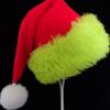 Red Fleece Santa Hat with Green Fur Trim, Adult Size Novelty Christmas Party Hat view 4