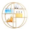 Drsyffsup Industrial Floating Shelves Round Wall Shelf for Storage Cosmetics Gold Metal Decorative Wine Rack for Bathroom Bedroom Living Room Kitchen Office (Size : 50x14x50cm) view 1