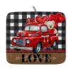 Buffalo Plaid Dish Drying Mat 16x18,Valentine's Day Decor, Rustic Love Truck Bear Red Heart Absorbent Dishes Pad Dish Drainer Mat Protector for Kitchen Counter Sink Coffee Maker Fast Dry view 1