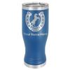 LaserGram 14oz Vacuum Insulated Pilsner Mug, Horseshoe with Horse, Personalized Engraving Included (Dark Blue) view 1