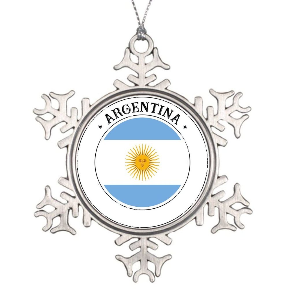 Christmas Tree Ornament Snowflake Design Hanging The Flag of Argentina Ornaments Gift for New Year Holidays Party Argentina Gift Funny and Beautiful