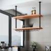 Ceiling Shelf, Kitchen Hanging 2 Tier Storage Racks Microwave Oven Pots and Pans Utensil Shelves Organization for Restaurants Display Stand (No Wine Glass Holder) (Size : 100x25x70cm) view 3