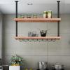 Ceiling Shelf, Kitchen Hanging 2 Tier Storage Racks Microwave Oven Pots and Pans Utensil Shelves Organization for Restaurants Display Stand (No Wine Glass Holder) (Size : 100x25x70cm) view 4