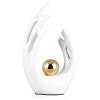 12" H White Gold Aesthetic Room Decor Accent, TV Stand Funky Table Centerpiece, Abstract Art Ceramic Statue and Sculpture, White Decor for Living Room, Bookshelf Decorative Objects, Shelf Decor view 1