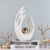 12" H White Gold Aesthetic Room Decor Accent, TV Stand Funky Table Centerpiece, Abstract Art Ceramic Statue and Sculpture, White Decor for Living Room, Bookshelf Decorative Objects, Shelf Decor view 3