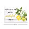 Begin Each Day with A Grateful Heart Lemon Placemats Set of 4 Rustic Wood Inspirational Saying Canvas Table Mats Decoration for Dining Kitchen Farmhouse 12x18 Inch Washable Heat-Resistant Mats view 2