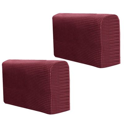 VICASKY 2pcs Elastic Sofa Armrest Covers Arm Rest Towels for Home Office Use and Skin-Friendly Wine Color Sofa Armrest Protector